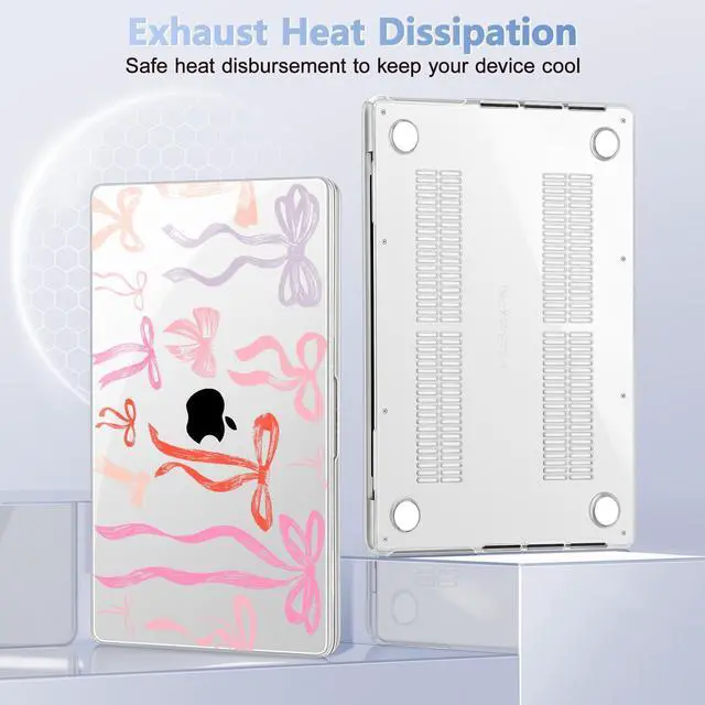 Alt view image 5 of 5 - May Chen Case for M4 MacBook Pro 16 inch A3403 Max A3186, M3 A2991 M2 A2780 M1 A2485 Pro Max 2024 2023 2022 2021 Release, Plastic Hard Shell Case with Screen Pretector&Keyboard Cover, Bows Girly