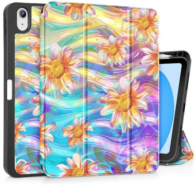 Main image of Mektron Case for iPad (A16) 11th Generation 11-inch 2025 Fit iPad 10th Gen 10.9 inch 2022, Tablet Cover with Trifold Stand + Pencil Holder + Auto Wake/Sleep + TPU Back Cover, Classic Painted Flowers