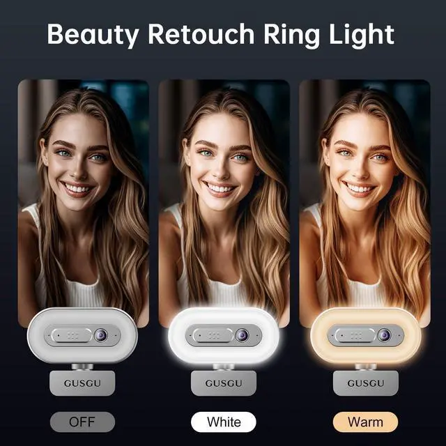 Alt view image 4 of 5 - GUSGU G920 2K Quad HD Webcam for PC, Auto Focus, with Microphone & Light & Privacy Cover, Web Camera for Desktop Computer/Laptop/MacBook, USB Streaming Camera