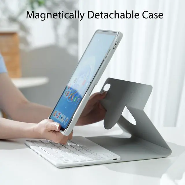 Alt view image 2 of 5 - GYSDCAZ Spanish Ñ Keyboard Case for Huawei MatePad SE 11 2024, 360° Rotatable Magnetic Case with Pencil Holder,Detachable Bluetooth Keyboard,Blue