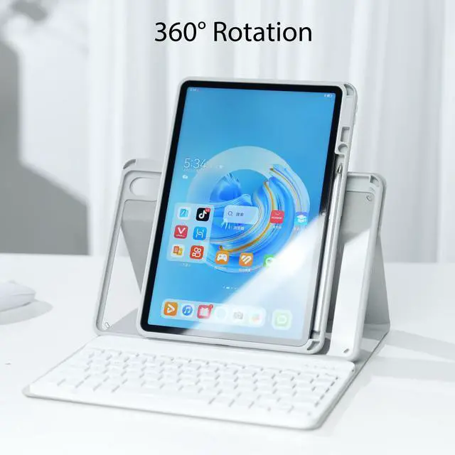 Alt view image 5 of 5 - GYSDCAZ Spanish Ñ Keyboard Case for Huawei MatePad SE 11 2024, 360° Rotatable Magnetic Case with Pencil Holder,Detachable Bluetooth Keyboard,Blue