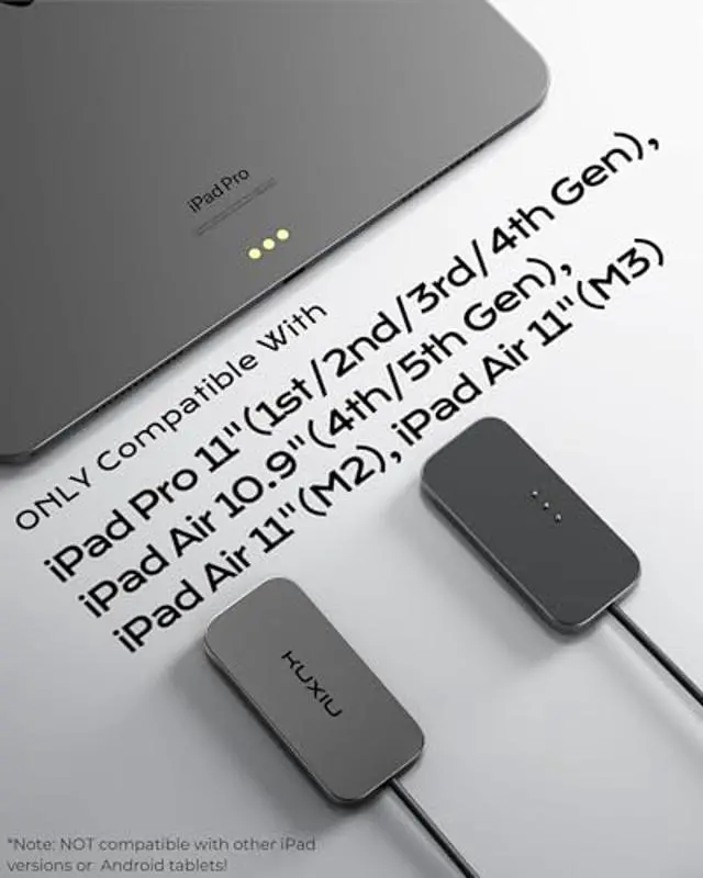 Alt view image 3 of 5 - KU XIU Magnetic Wireless Charger for iPad Pro 11 (1st/2nd/3rd/4th) & iPad Air 11 (M2/M3) & iPad Air 10.9 (4th/5th), 18W Fast Charging Smart Connector Charger Pad with 5.56ft USB-C Cable (Adapter Not)