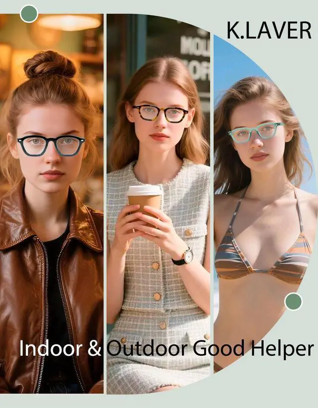 Alt view image 5 of 5 - K.LAVER Photochromic Computer Blue Light Blocking Glasses For Woman, Reading Eyeglasses-Fashion TR90 Rectangle Frame,Sunglasses Anti Eyestrain & UV