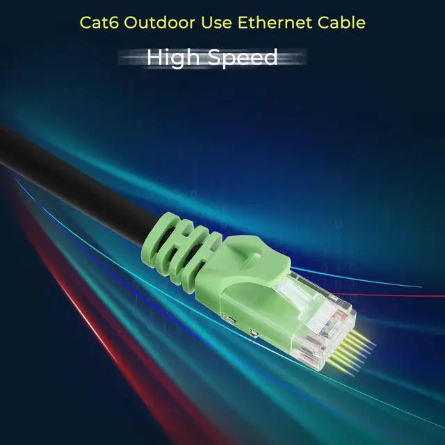 Alt view image 3 of 5 - Rapink Cat6 Outdoor Ethernet Cable 200 ft, Ethernet Cable UV Resistant, Cat6 Cable Waterproof, Network Cable Copper Clad Aluminum for Indoor & Outdoor Use