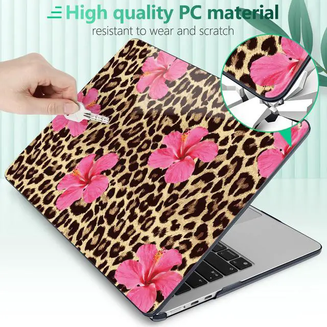 Alt view image 5 of 5 - Yebiseven for MacBook Air 13.6 Inch M4/M3/M2 Case 2025 2024 2023 2022 Released A3240/A3113/A2681, Laptop Hard Shell Case with Keyboard Cover & Trackpad Protector & 2 OTG Adapters, Leopard Flowers