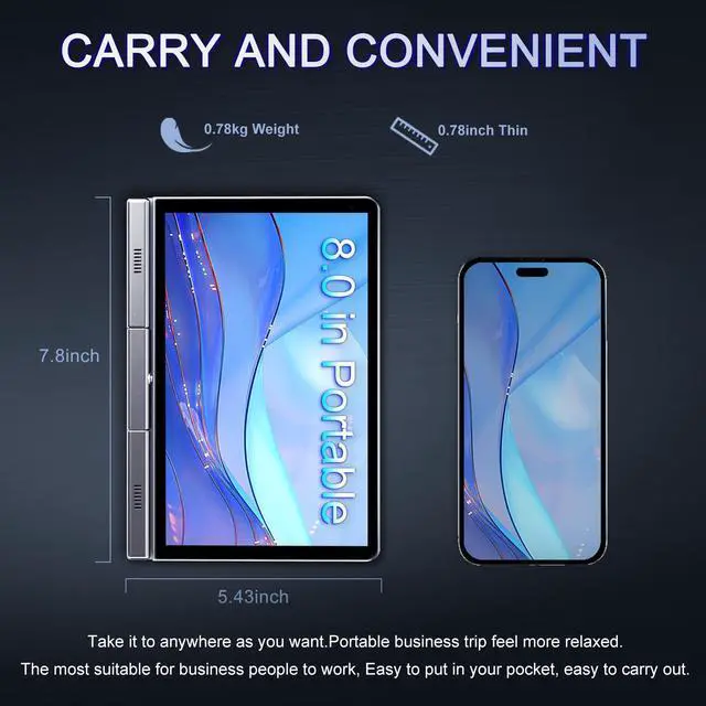 Alt view image 2 of 5 - KOOTIGERS Mini Laptop 8" 2-in-1, Laptop Computer Win 11, Intel N150(up to 3.6GHz), 12GB RAM 1TB SSD, Touchscreen HD, Backlit Keyboard, Wi-Fi 6, USB-C, Lightweight Portable PC for Work/Kids/School