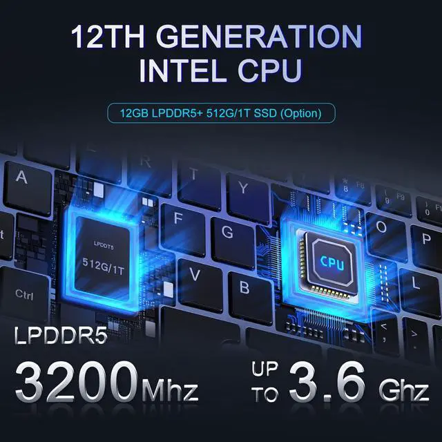 Alt view image 3 of 5 - KOOTIGERS Mini Laptop 8" 2-in-1, Laptop Computer Win 11, Intel N150(up to 3.6GHz), 12GB RAM 1TB SSD, Touchscreen HD, Backlit Keyboard, Wi-Fi 6, USB-C, Lightweight Portable PC for Work/Kids/School