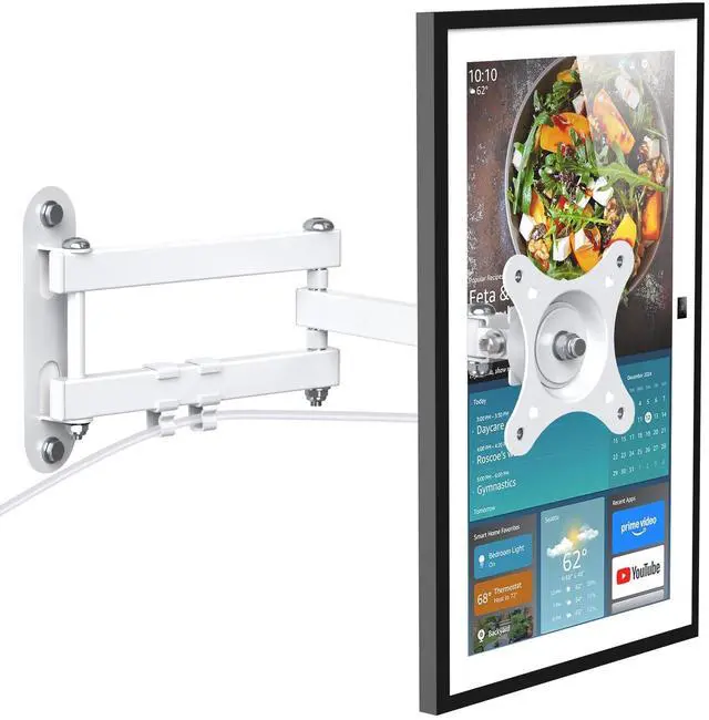 Main image of PlusAcc Wall Mount for Show 21 & Show 15 & 13-27 Inch Monitors TVs, Adjustable Full Motion Mounting Shelf with 17" Extension Arm, Rotation Swivel Tilt Wall Stand Bracket, Hold Up to 33lbs (White)