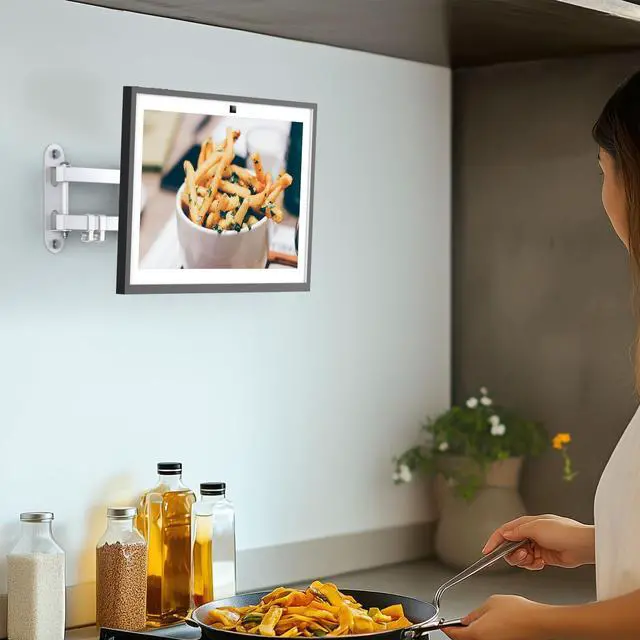 Alt view image 5 of 5 - PlusAcc Wall Mount for Show 21 & Show 15 & 13-27 Inch Monitors TVs, Adjustable Full Motion Mounting Shelf with 17" Extension Arm, Rotation Swivel Tilt Wall Stand Bracket, Hold Up to 33lbs (White)