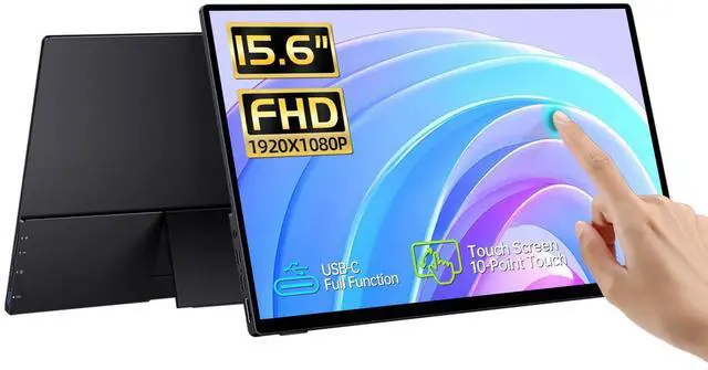 Main image of CAPERAVE Portable Monitor Touchscreen 15.6'', FHD IPS Touch Screen Monitor with Tempered Glass, Ultra Slim with Kickstand & Speaker, HDMI USB C External Screen for Laptop PC
