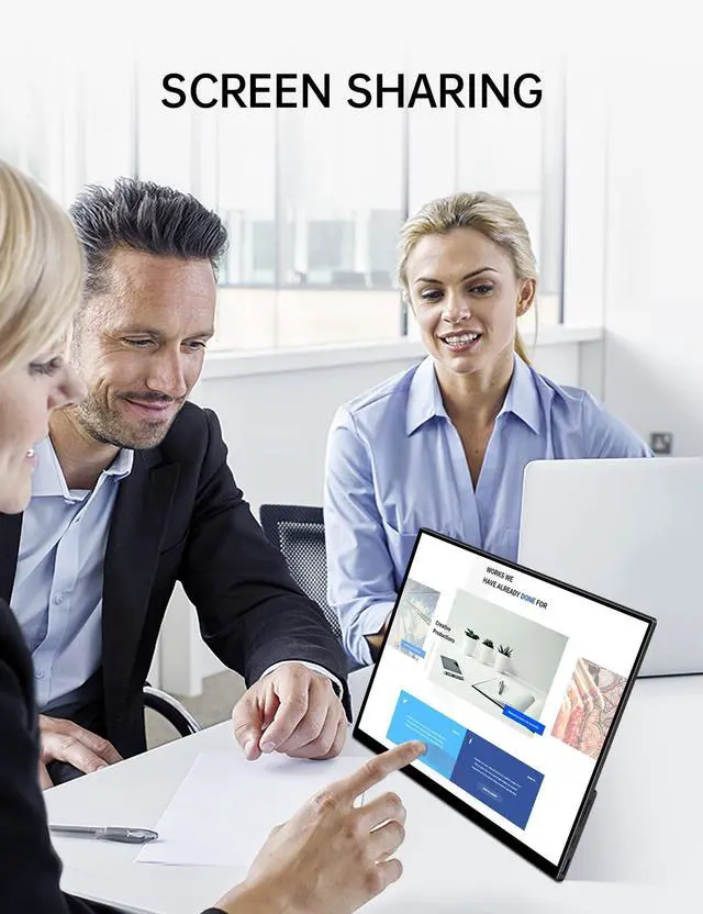 Alt view image 4 of 5 - CAPERAVE Portable Monitor Touchscreen 15.6'', FHD IPS Touch Screen Monitor with Tempered Glass, Ultra Slim with Kickstand & Speaker, HDMI USB C External Screen for Laptop PC