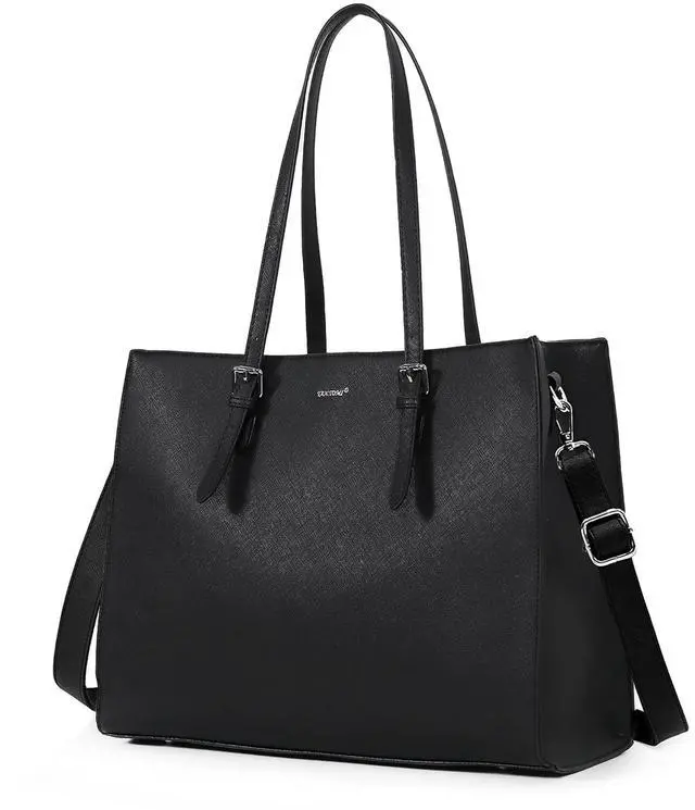 Main image of TANTOMI Large Laptop Tote Bag for Women 15.6 Inch Waterproof, Handbag Briefcase Shoulder Bag, Business, Office, Campus, Travel, Work Bags, Black