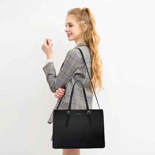 Alt view image 2 of 5 - TANTOMI Large Laptop Tote Bag for Women 15.6 Inch Waterproof, Handbag Briefcase Shoulder Bag, Business, Office, Campus, Travel, Work Bags, Black