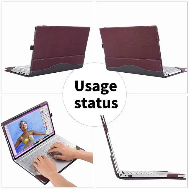 Alt view image 4 of 5 - RUNMEIJIA Laptop Cover Case for HP OmniBook X Flip 16 16-arXXXX/16-asXXXX& OmniBook 7 Flip 16-auXXXX 16inch [not Compatible with Any Other Model] 2-in-1 PU Leather Notebook Sleeve (Wine red)