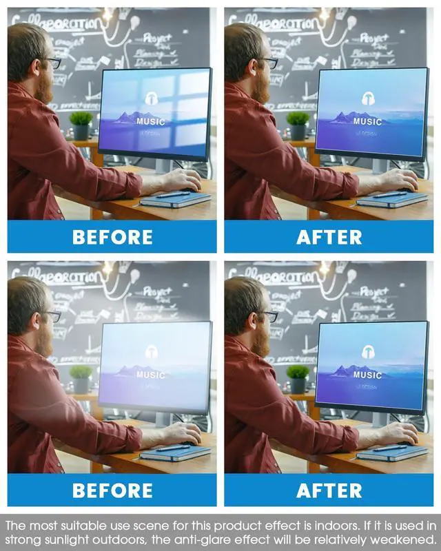 Alt view image 3 of 5 - F FORITO 2-Pack 24 inch 16:10 Matte Anti Glare Computer Screen Cover, Anti Glare Eye Protection Film Compatible with All 24" Widescreen Monitors with 16:10 Aspect Ratio (20.4" W x 12.7" H)