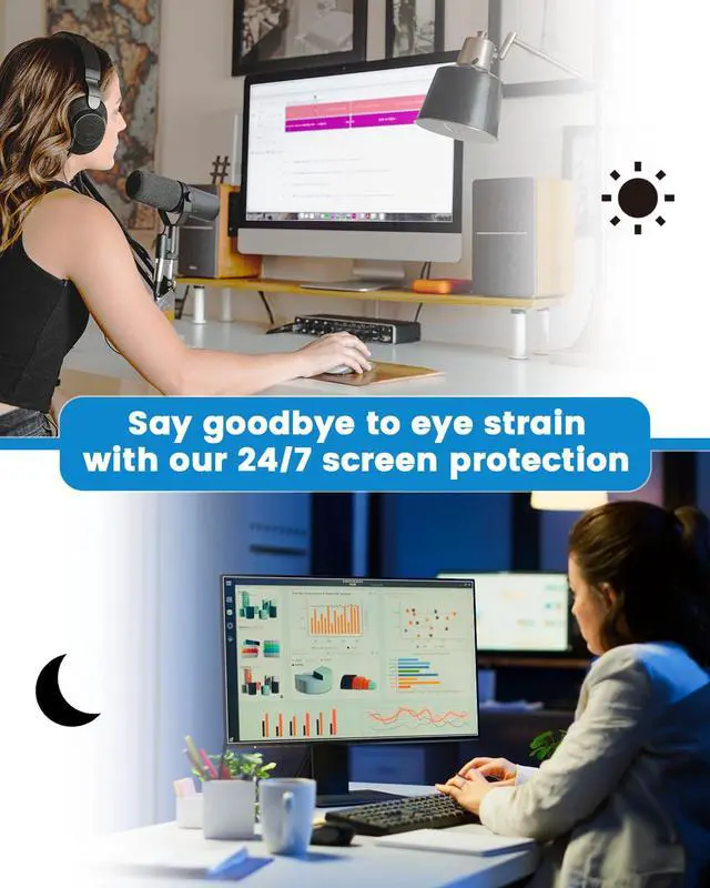 Alt view image 4 of 5 - F FORITO 2-Pack 24 inch 16:10 Matte Anti Glare Computer Screen Cover, Anti Glare Eye Protection Film Compatible with All 24" Widescreen Monitors with 16:10 Aspect Ratio (20.4" W x 12.7" H)