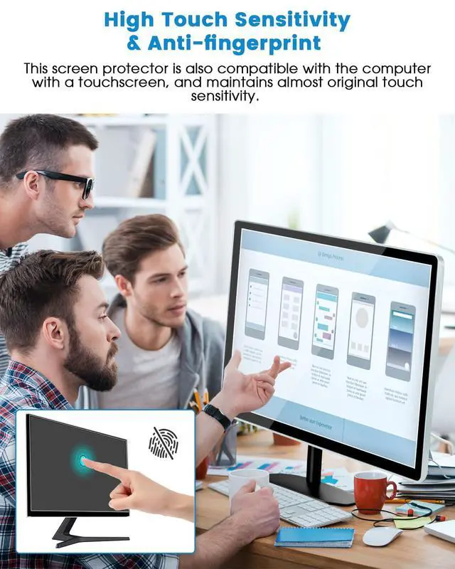 Alt view image 5 of 5 - F FORITO 2-Pack 24 inch 16:10 Matte Anti Glare Computer Screen Cover, Anti Glare Eye Protection Film Compatible with All 24" Widescreen Monitors with 16:10 Aspect Ratio (20.4" W x 12.7" H)