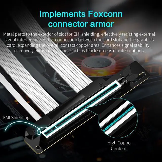 Alt view image 2 of 5 - NovaGrowth PCIE 5.0 Riser Cable,PCI-E 16X 128GB/s Compatible with PCIE 4.0 and WRX80/ 90E, RTX4090/ 5090/ RX7900XTX, Gen 5 GPU Graphics Card Extension Cable,Black 200mm