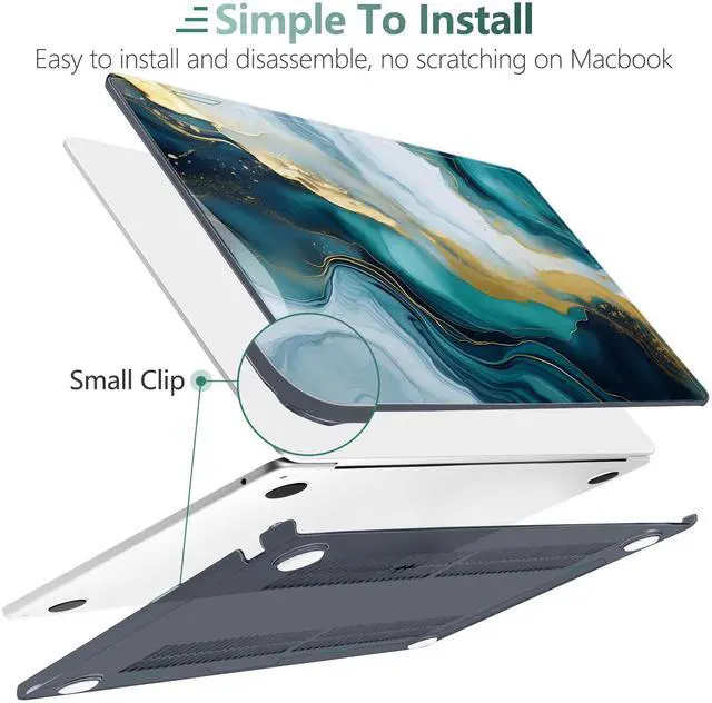 Alt view image 3 of 5 - TWOLSKOO for MacBook Air 15 inch Case 2025 2024 2023 Release M4 A3241 M3 A3114 M2 A2941, Plastic Hard Shell & Screen Protector & Keyboard Cover & Type C Adapter, Graphite Marble