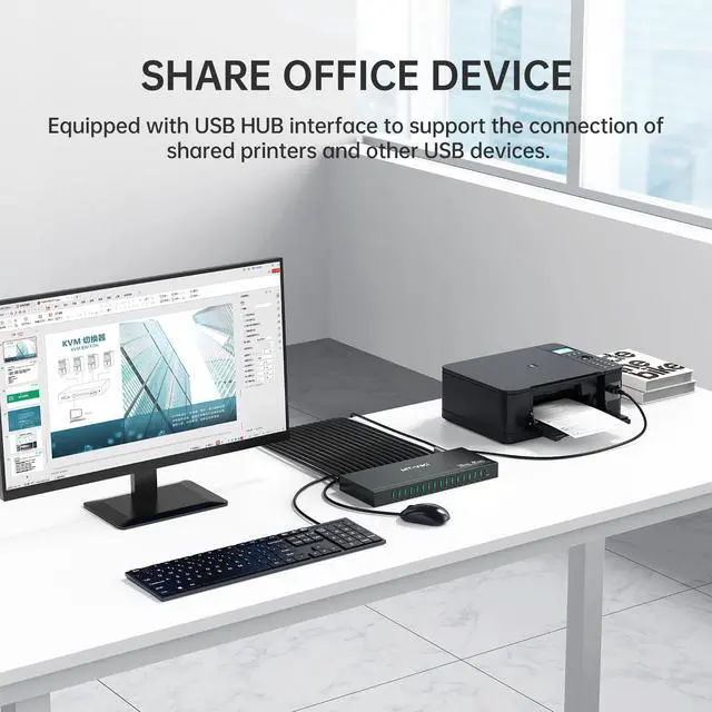 Alt view image 3 of 5 - MT-VIKI 16 Port KVM Switch HDMI 4K@60Hz w/IR Remote, Support Keyboard Hotkey Switch 1U Rack Mount KVM HDMI with 3.5mm Audio, 16 Pack Cables Included (Industrial Grade)