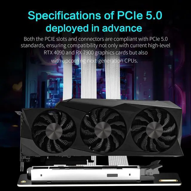Alt view image 4 of 5 - NovaGrowth PCIE 5.0 Riser Cable,PCI-E 16X 128GB/s Compatible with PCIE 4.0 and WRX80/ 90E, RTX4090/ 5090/ RX7900XTX, Gen 5 GPU Graphics Card Extension Cable,Black 200mm