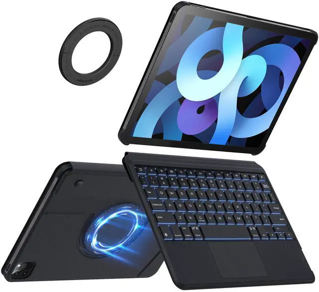Main image of Nillkin iPad A16(11th)/10th Gen Case with Detachable Keyboard, Adhesive Cover for Air 11(M2/M3)/5/4th, Pro 11(2nd-4th), Magic Trackpad, 7-Color Backlit, Slim Magnetic Backplate with iPad Wall Mount