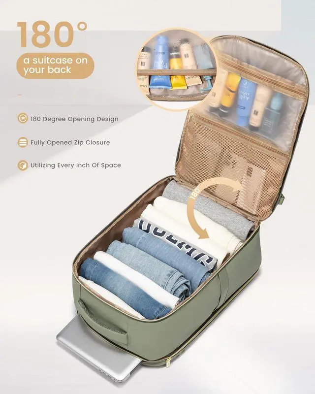 Alt view image 2 of 5 - LOVEVOOK Travel Essentials Carry on Backpack 50L Travel Backpack for Women Men,Waterproof TSA Personal Item Travels Bag Airline Flight Approved,Large Carry on Luggage Laptop Backpack with Packing Cube