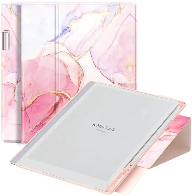 Main image of ENET-CASE Case for Remarkable 2 Paper Tablet- Multi-Viewing Adjustable Folding Book Folio Cover - with Built-in Pen Holder - for 10.3" 2020 Released (Marble Metallic Powders)