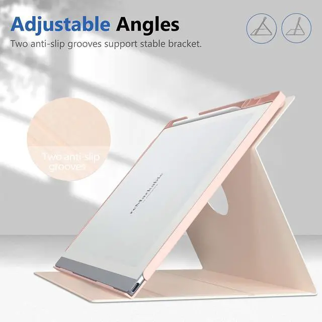 Alt view image 4 of 5 - ENET-CASE Case for Remarkable 2 Paper Tablet- Multi-Viewing Adjustable Folding Book Folio Cover - with Built-in Pen Holder - for 10.3" 2020 Released (Marble Metallic Powders)