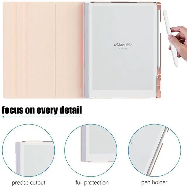 Alt view image 5 of 5 - ENET-CASE Case for Remarkable 2 Paper Tablet- Multi-Viewing Adjustable Folding Book Folio Cover - with Built-in Pen Holder - for 10.3" 2020 Released (Marble Metallic Powders)