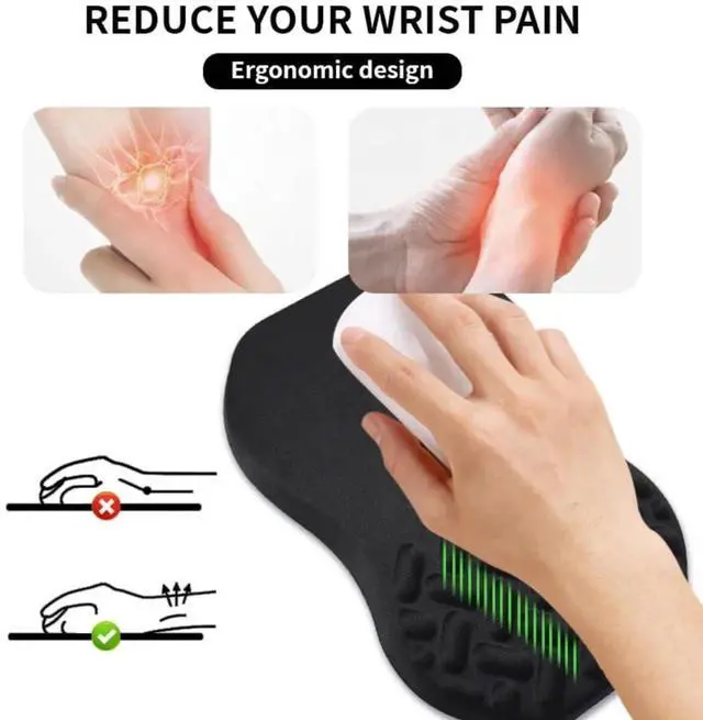 Alt view image 4 of 5 - 3-in-1 Ergonomic Mouse Pad Set with Keyboard Wrist Rest & USB Cable Organizer  Premium Memory Foam Cushions with Massage Support for Carpal Tunnel Relief  Presented in a Stylish Gift Box-Black