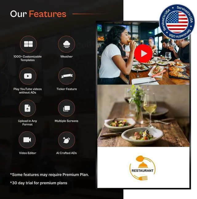 Alt view image 3 of 5 - LIGHTNING ADS Digital Signage Player for Restaurants  No Subscription Needed, Includes Free Upload & Menu Scheduler, Unlock Affordable Premium Tools: Template Builder & AI Enhancer