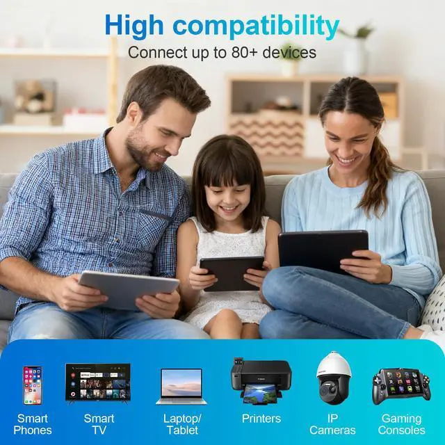 Alt view image 5 of 5 - 2025 Internet Extender WiFi Booster - 10X Faster Dual-Band Extenders for Home,15000 Sq.Ft Long Range Coverage | 4 Antennas, Ethernet Port & EasyMesh, Supports 80+ Devices, Works with All Routers