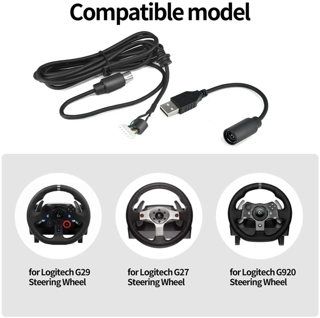 Alt view image 2 of 5 - ZLiT Steering Wheel USB Cable for Logitech G920 G923 Compatible with Xbox Pedal Cable Cord Line(USB Cable)