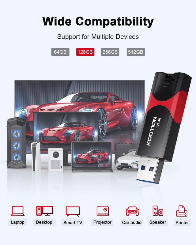 Alt view image 5 of 5 - KOOTION 128GB USB Thumb Drive 3.1 Flash Drive Ultra High Speed up to 150MB/s, Retractable Memory Stick, 128G External Solid State Flash Drive