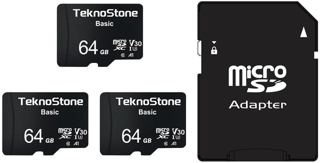 Main image of TEKNOSTONE 64GB Basic MicroSDXC TF Memory Card with Adapter 3 Packs