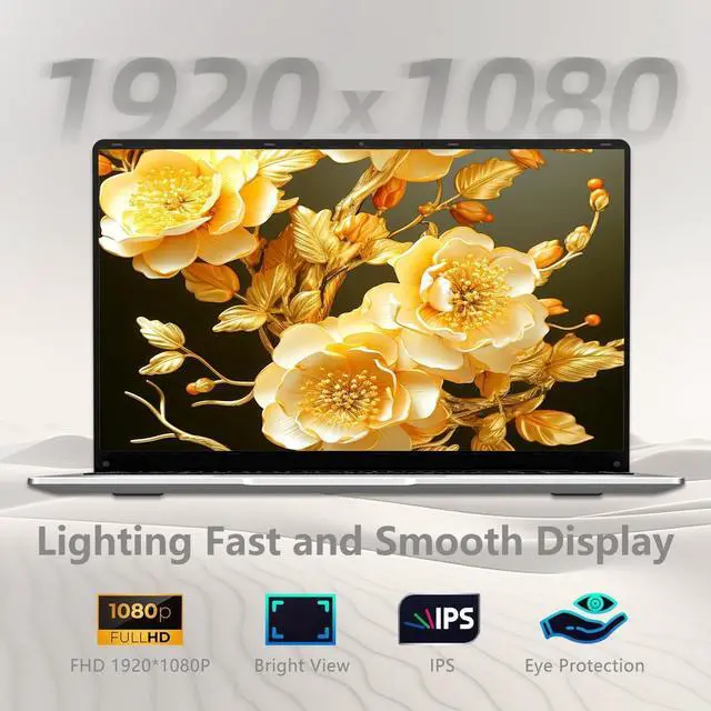 Alt view image 5 of 5 - 15.6 inch Laptop, Laptops with Celeron N4000, 2025 Gaming Laptop for 12GB LPDDR4 256GB SSD, IPS FHD 1920x1080, WiFi+BT4.2+Mini HDMI+TF Card Slot, Traditional Laptops Computers Convertible 180 Netbook