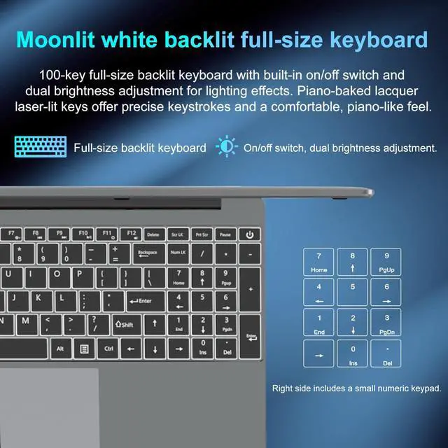Alt view image 4 of 5 - DREAMFYRE 15.6 inch Laptop PC Cerelon N5095, Portable Computer 16GB RAM DDR4 512GB SDD, FHD 1920 * 1080,Student Laptop PC with Touch ID, WiFi5, BT4.2, USB 3.0