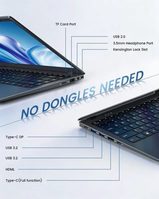 Alt view image 4 of 5 - KINOBUC Laptop 14 Inch, Lightweight Laptops for School & Work, Pentium Gold 6500Y (Up to 3.4GHz), 8GB RAM 128GB SSD, 1080P FHD IPS Screen, USB C, USB 3.2, WiFi, HDMI