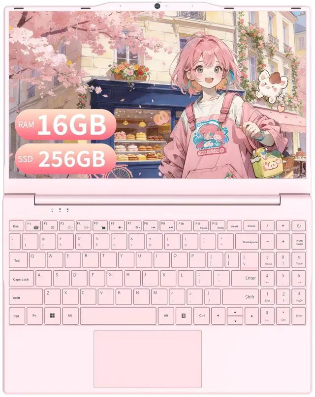 Main image of OMSERVB 14" IPS-FHD-Laptop, N5059 up to 2.9 GHz, 16GB DDR4 RAM, Up to 1TB NVMe SSD, FHD IPS Display, Webcam Privacy Shutter, Wi-Fi- Pastel Pink, Win 11, Multi-Ports Lightweight(16GB RAM+256GB SSD)