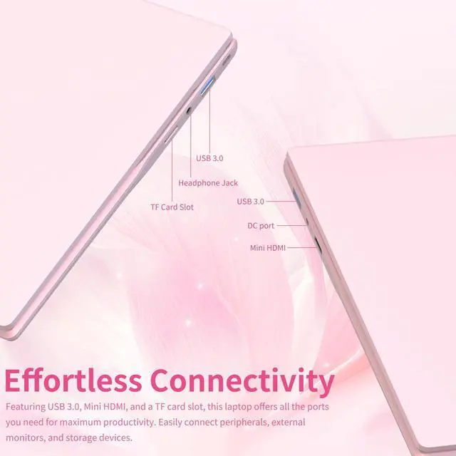 Alt view image 3 of 5 - OMSERVB 14" IPS-FHD-Laptop, N5059 up to 2.9 GHz, 16GB DDR4 RAM, Up to 1TB NVMe SSD, FHD IPS Display, Webcam Privacy Shutter, Wi-Fi- Pastel Pink, Win 11, Multi-Ports Lightweight(16GB RAM+256GB SSD)