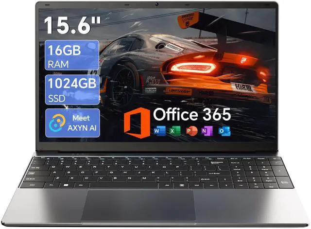 Main image of AKCHART 15.6 Inch Laptop with Office 365, 12GB RAM 256GB SSD, Quad-Core Processor, Win 11 Home Laptops Computer, IPS FHD, 180Viewing, Type-C, WiFi 5, BT4.2, Portable Thin Business Student Laptops
