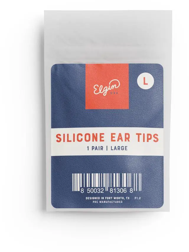 Alt view image 4 of 5 - Elgin Large Silicone Replacement Ear Tips, Silicone Earbud Tips for Bluetooth Headphones, Secure Fit Noise Reducing Ear Tips for Work, Travel and Outdoor Jobsite, 50 Individually Packaged Pairs