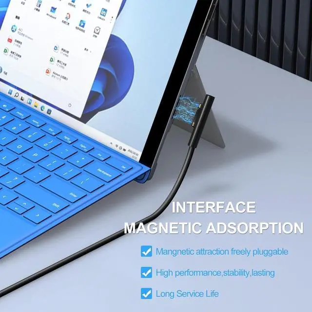 Alt view image 3 of 5 - Surface Pro Charger 127W, Surface Book 3 Charger Replacement for Microsoft Surface Book 3 2 1, Surface Pro X 9 8 7 6 5 4 3, Surface Laptop 5 4 3 2 1, Surface Go 3 2 1 with 11FT Power Supply Co