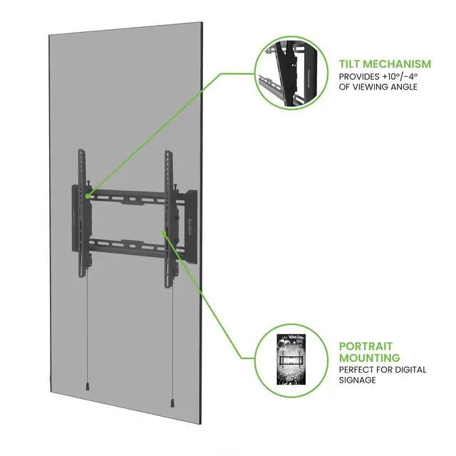 Alt view image 5 of 5 - Kanto T300P Low Profile Portrait TV Mount for Vertical 40 - 90 TVs ^^ Menu Boards & Digital Signage ^^ 1.8 Profile ^^ 150 lbs Capacity ^^ VESA 400x600 Support