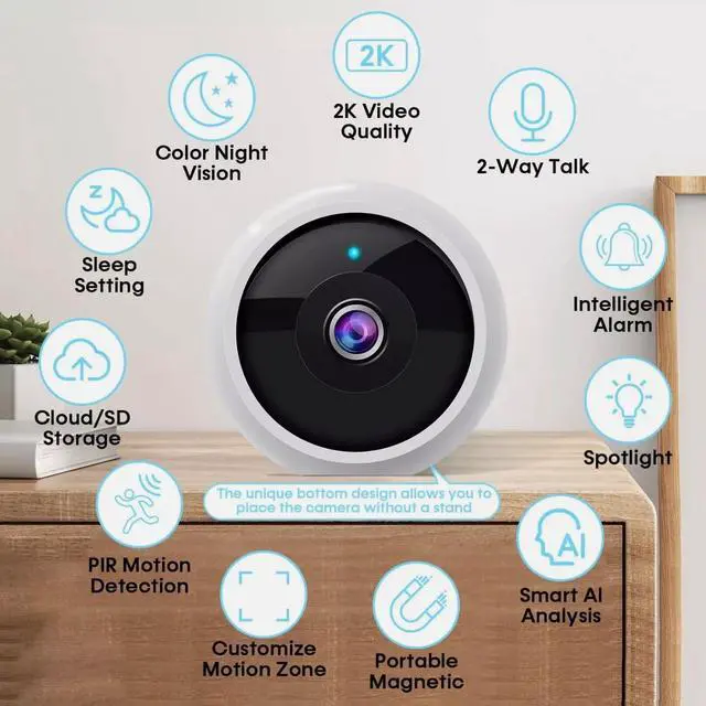 Alt view image 2 of 5 - VicoHome CG9 Outdoor Camera Wireless - 2K HD WiFi Security Camera, 2-Way Audio, Color Night Vision, Battery-Powered, Real-time Recording, Waterproof, Compatible with Alexa