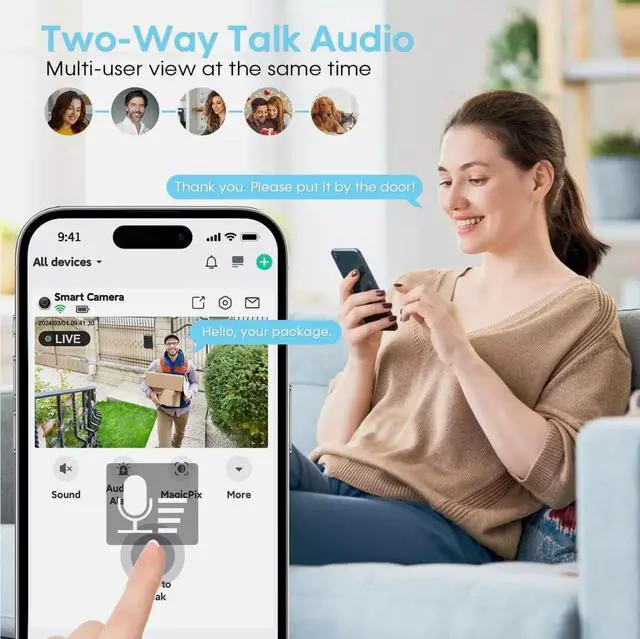 Alt view image 3 of 5 - VicoHome CG9 Outdoor Camera Wireless - 2K HD WiFi Security Camera, 2-Way Audio, Color Night Vision, Battery-Powered, Real-time Recording, Waterproof, Compatible with Alexa
