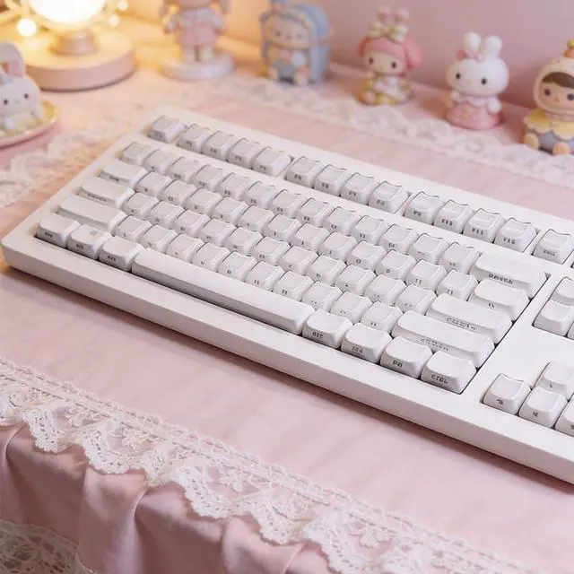 Alt view image 2 of 5 - EWEADN White Cat PBT Keycaps, Crystal MOA Profile Keycap Set, 132 Keys Cute Cat Theme Custom Keycaps for Mechanical Keyboard with Cherry/Gateron MX Switches