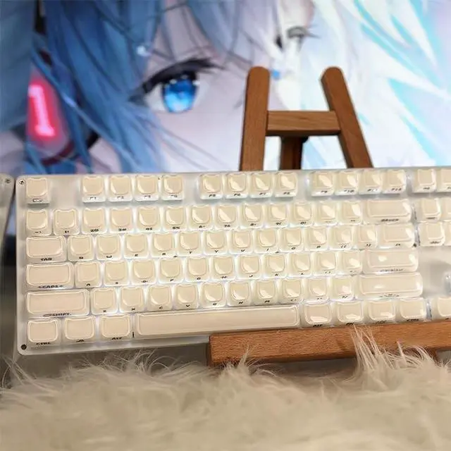Alt view image 5 of 5 - EWEADN White Cat PBT Keycaps, Crystal MOA Profile Keycap Set, 132 Keys Cute Cat Theme Custom Keycaps for Mechanical Keyboard with Cherry/Gateron MX Switches