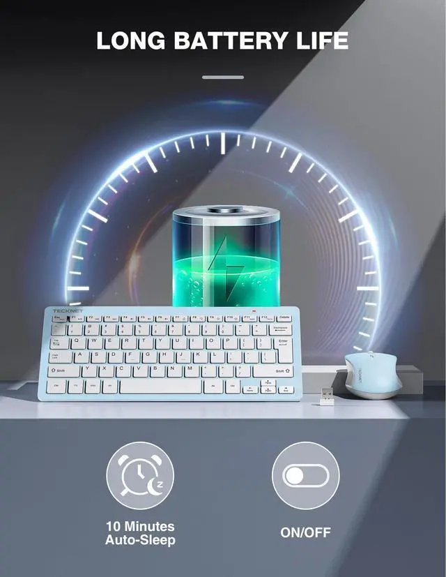 Alt view image 5 of 5 - TECKNET Wireless Keyboard and Mouse Combo, Mini Cordless Computer Keyboard and Mouse Set 2.4GHz, Silent Adjustable 1600 DPI, Quiet Click, Lag-Free for Computer, Laptop, PC, Windows, Mac, Chrome